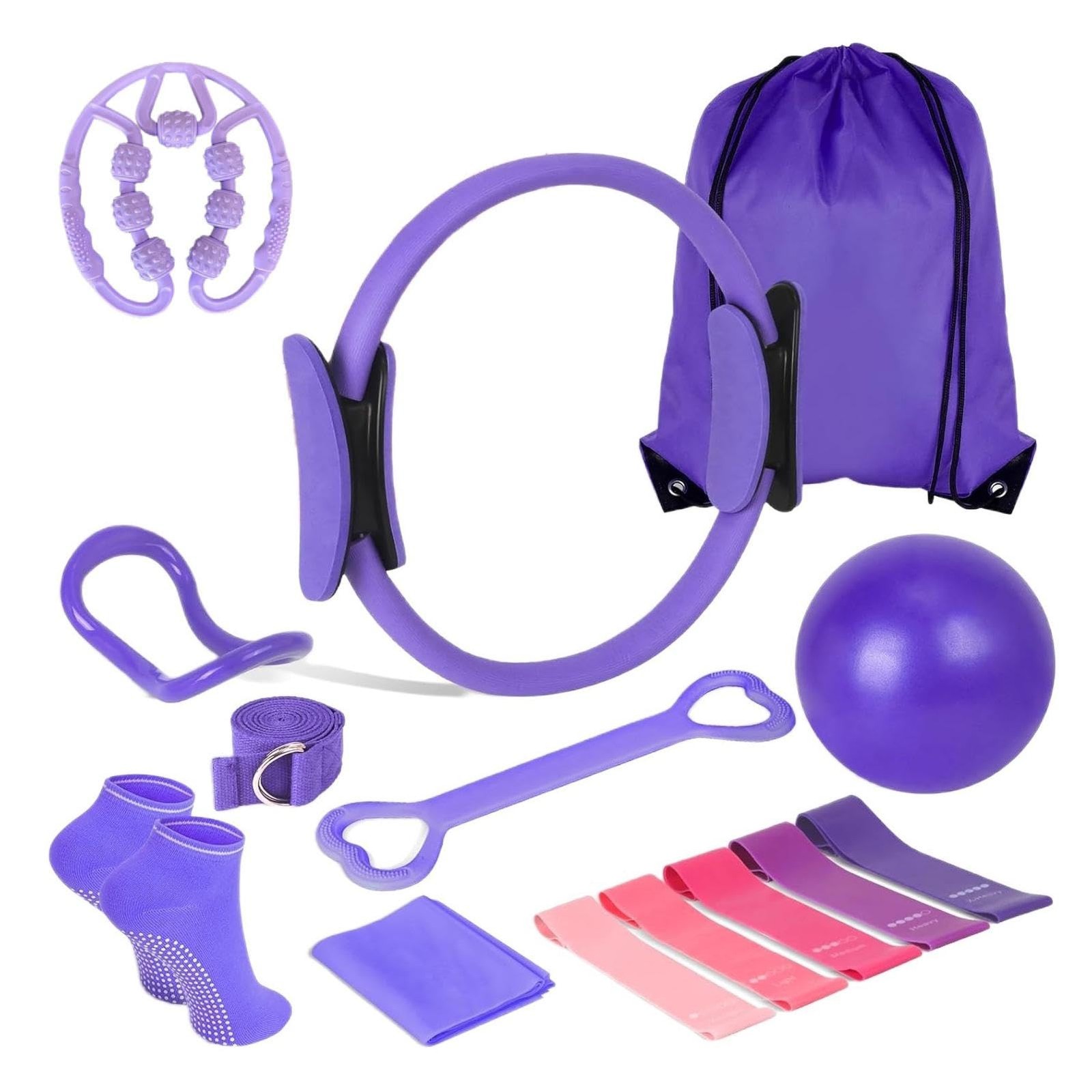 Pilates Equipment Kit for Home Workout – 10-Piece Set with Pilates Ring, Mini…