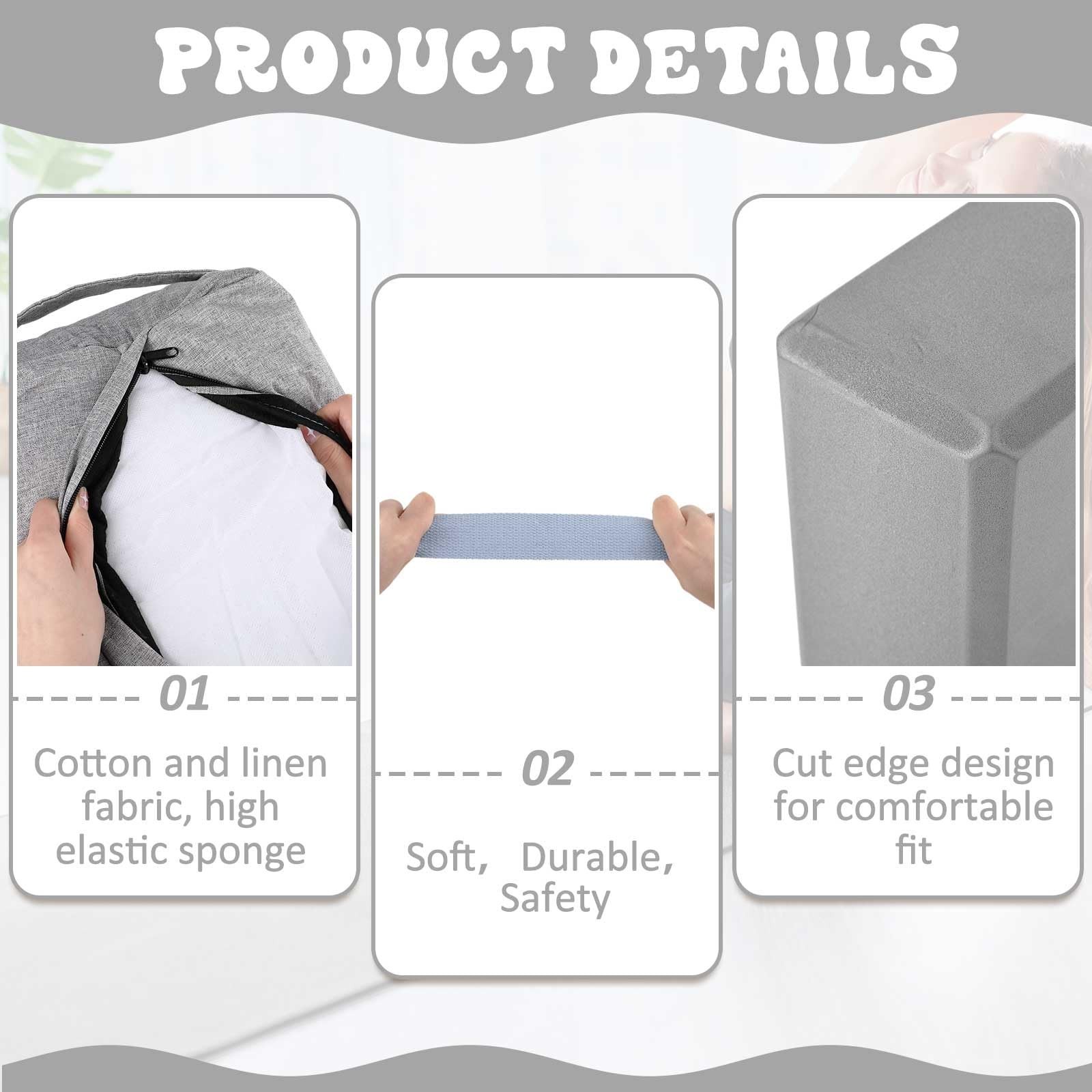 4 Pcs Yoga Bolster Pillows Blocks with Strap Set Comfortable Meditation Pillo…
