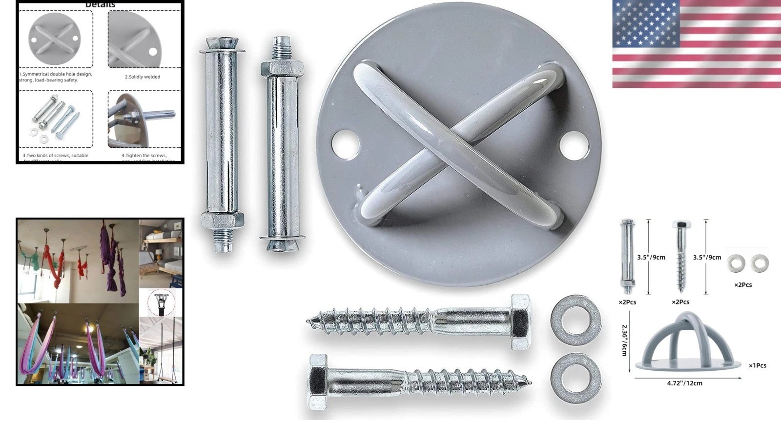 Heavy-Duty Wall Anchor for Yoga Swings and Gymnastic Tools – Easy Install