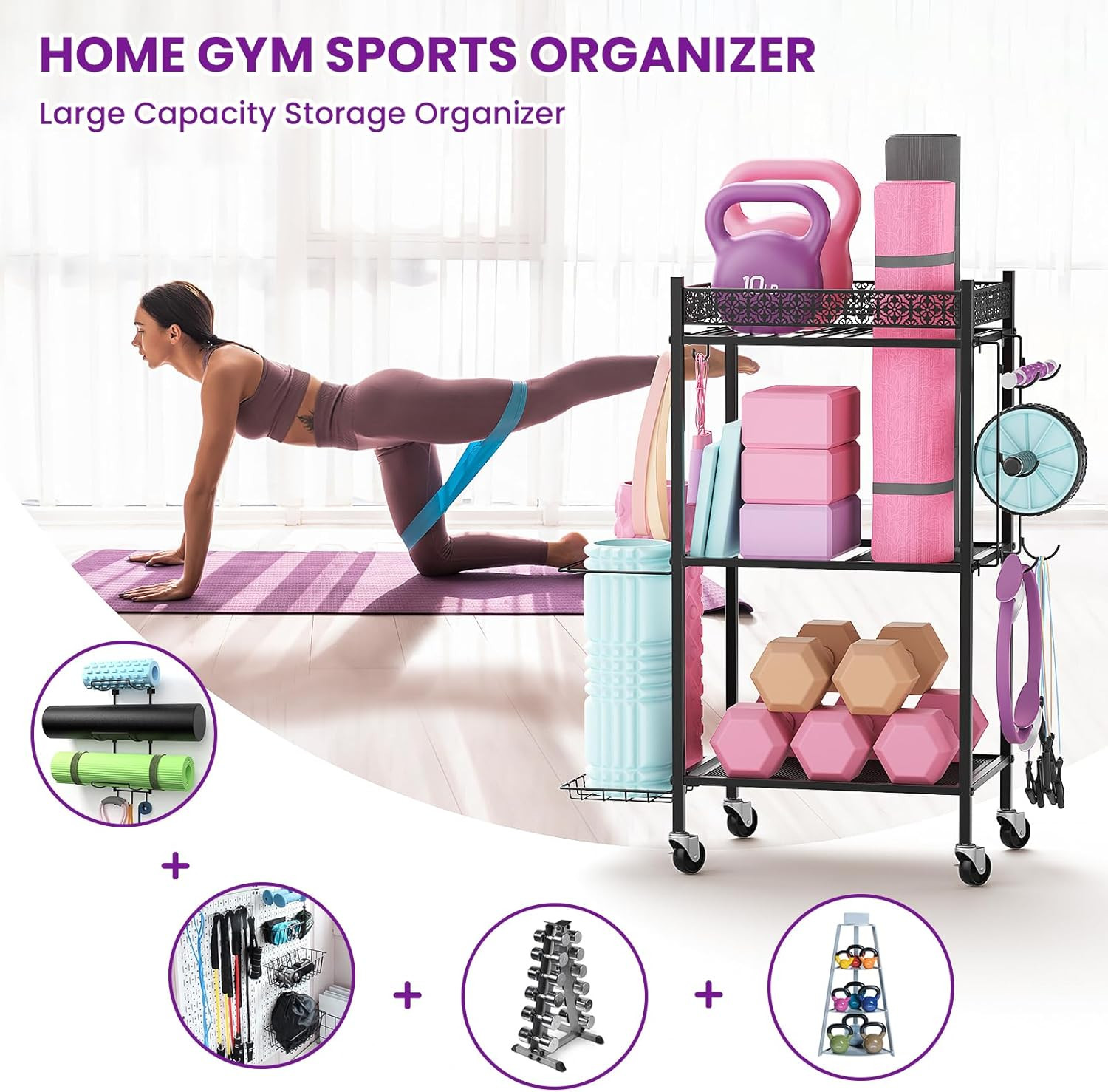 Yoga Mat Storage Rack, Home Gym Storage Rack Yoga Mat Holder, Workout Storage f