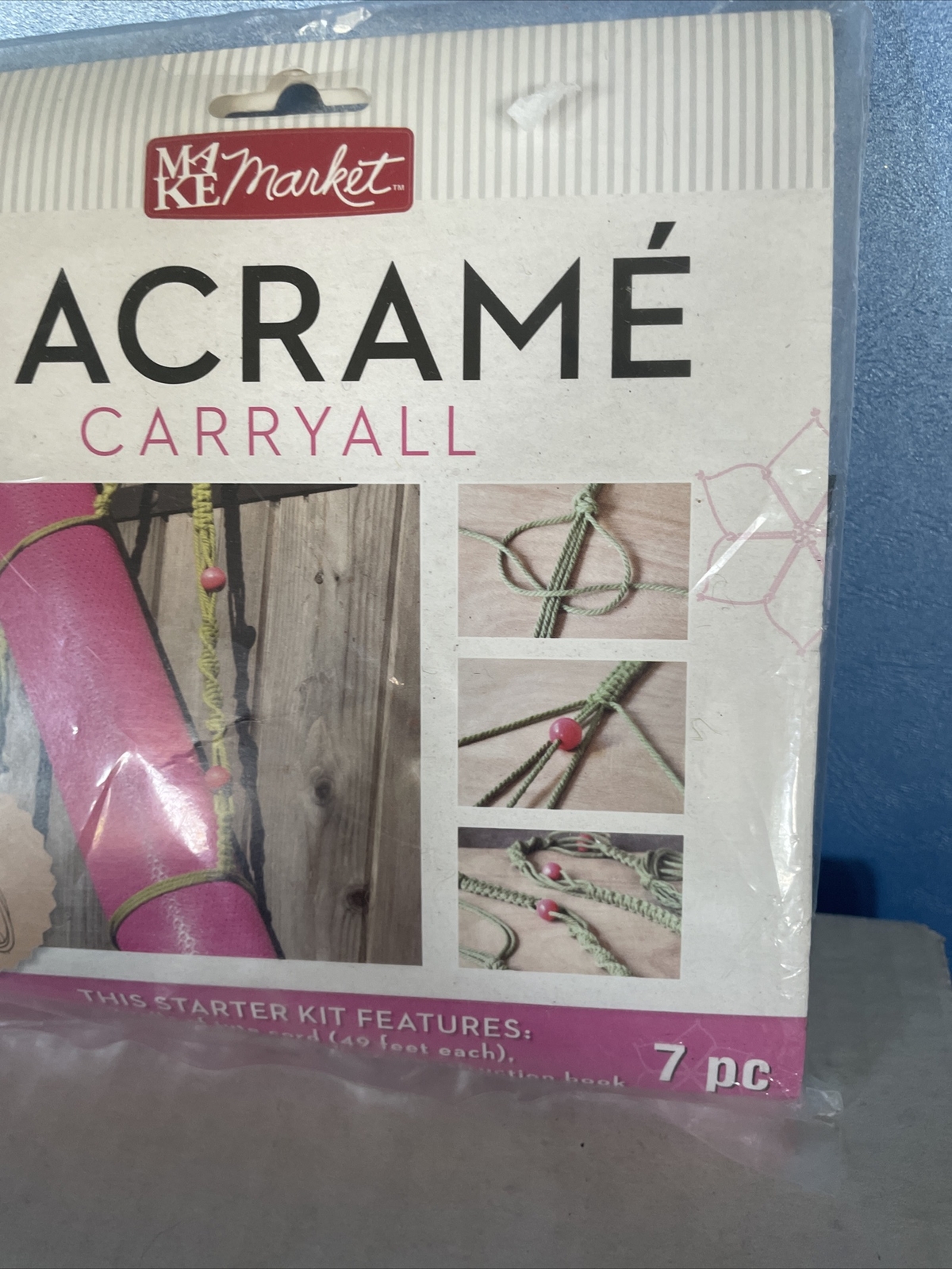 Yoga Mat Macrame Carryall Strap DIY Kit Jute and Beads 7 Piece Set NEW