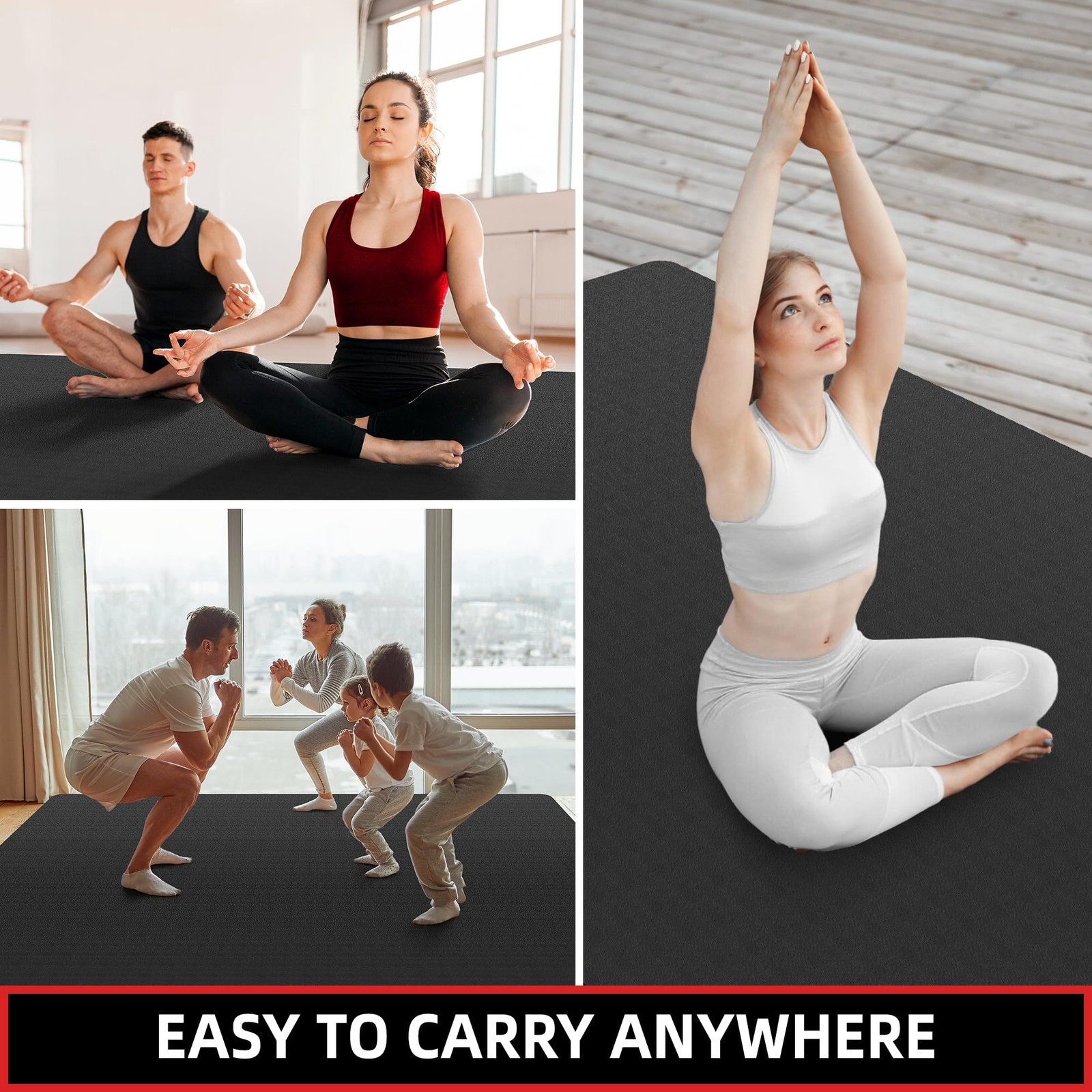 Extra Large Yoga Mat – 72&Prime;x48&Prime; or 78&Prime;x57&Prime;, Non-Slip TPE Exercise Mat for Wome…