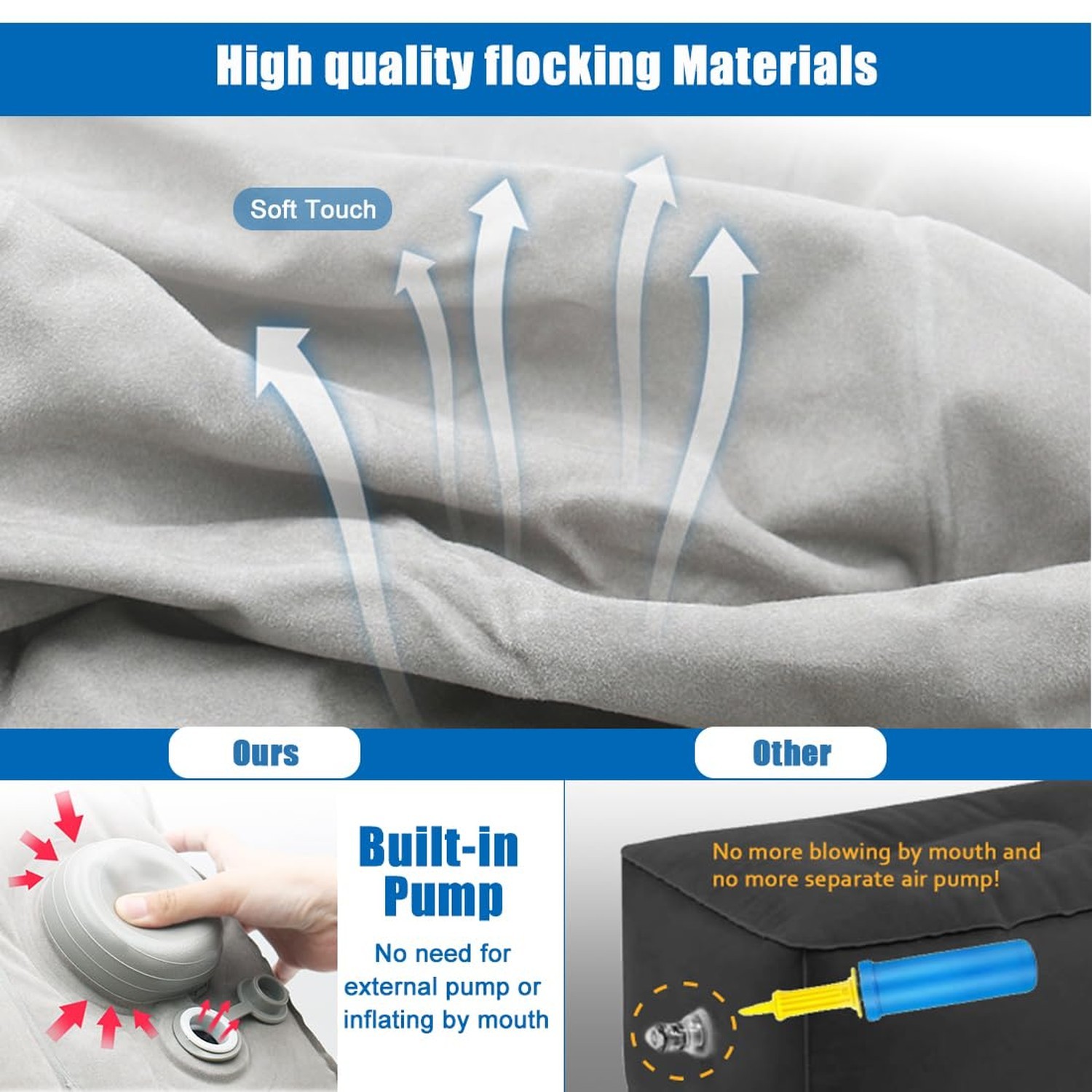 Inflatable Foot Rest for Air Travel,Airplane Travel Foot Rest Adjustable Heig…