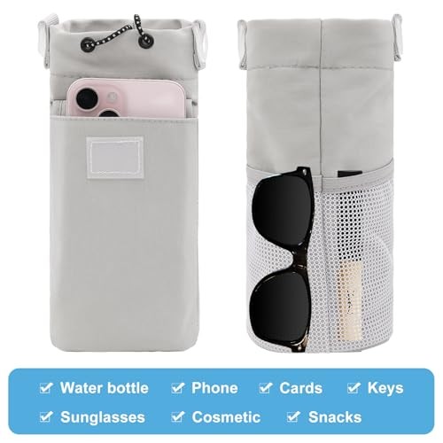 Adjustable Grey Strap Water Bottle Holder with Strap Carrier