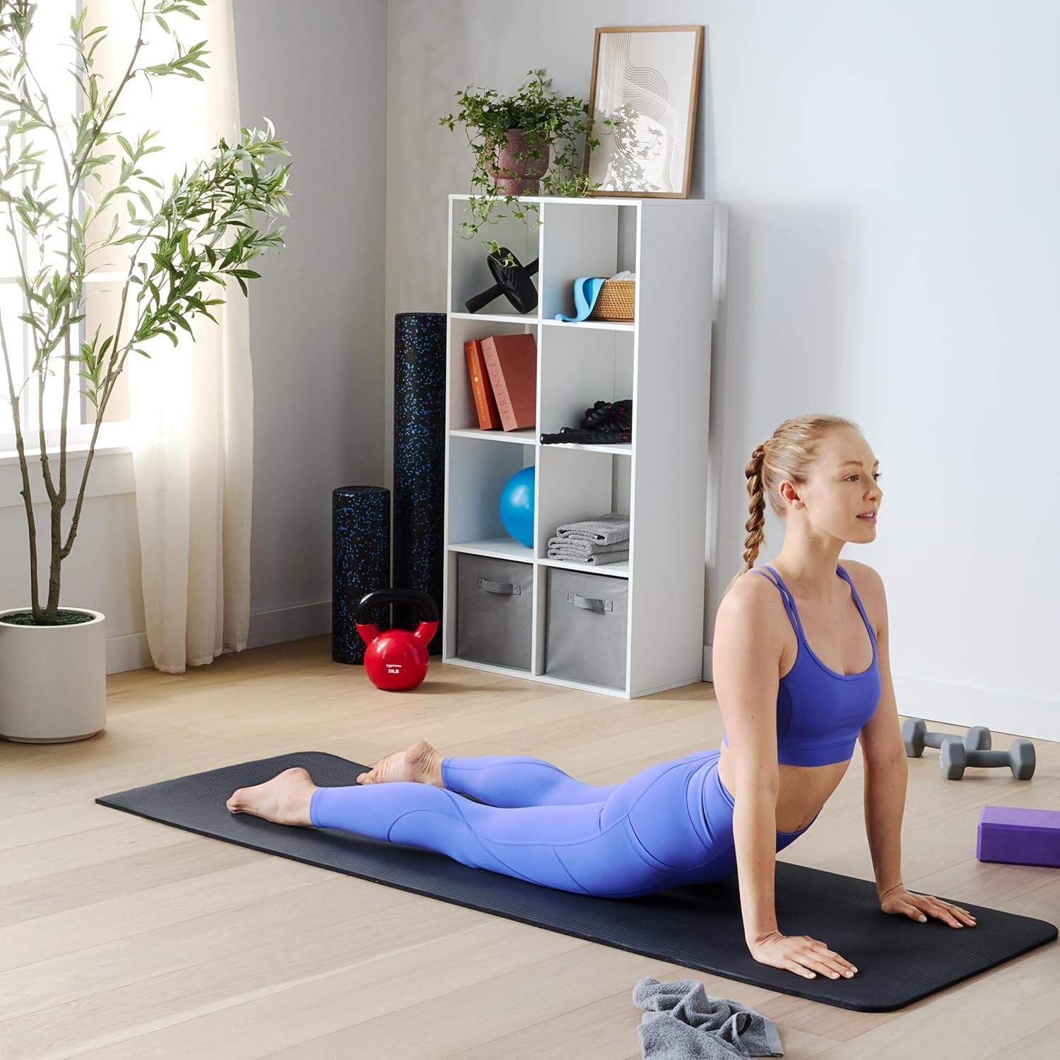 Amazon Basics 1/2 Inch Extra Thick Exercise Yoga Mat with Carrying Strap, Cushio