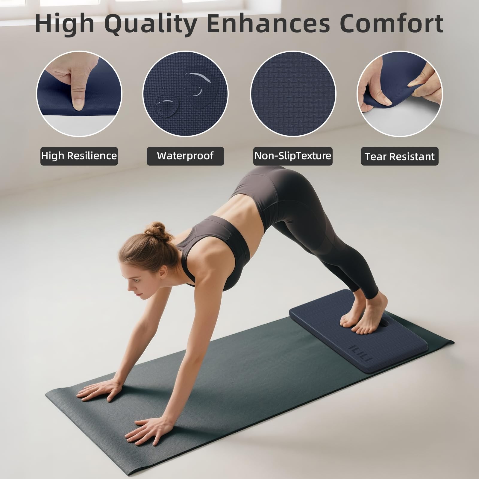 ILILI Yoga Knee Pad Foldable, TPE Soft Pad 24*17*0.5inch (Folding Size 17*12*…