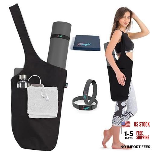 Yoga Mat Bag – Versatile Yoga Bag with Mat Straps & Storage Pockets, Black