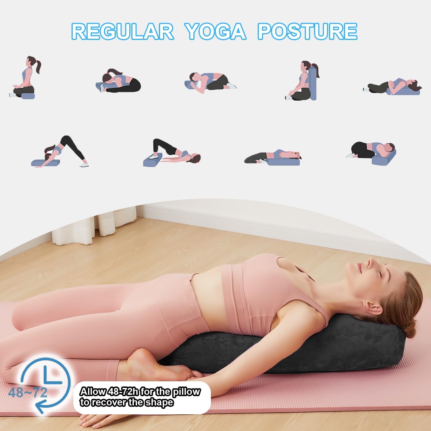Yoga Bolster Pillow for Restorative & Yin Yoga – Meditation Pillow with Velve…