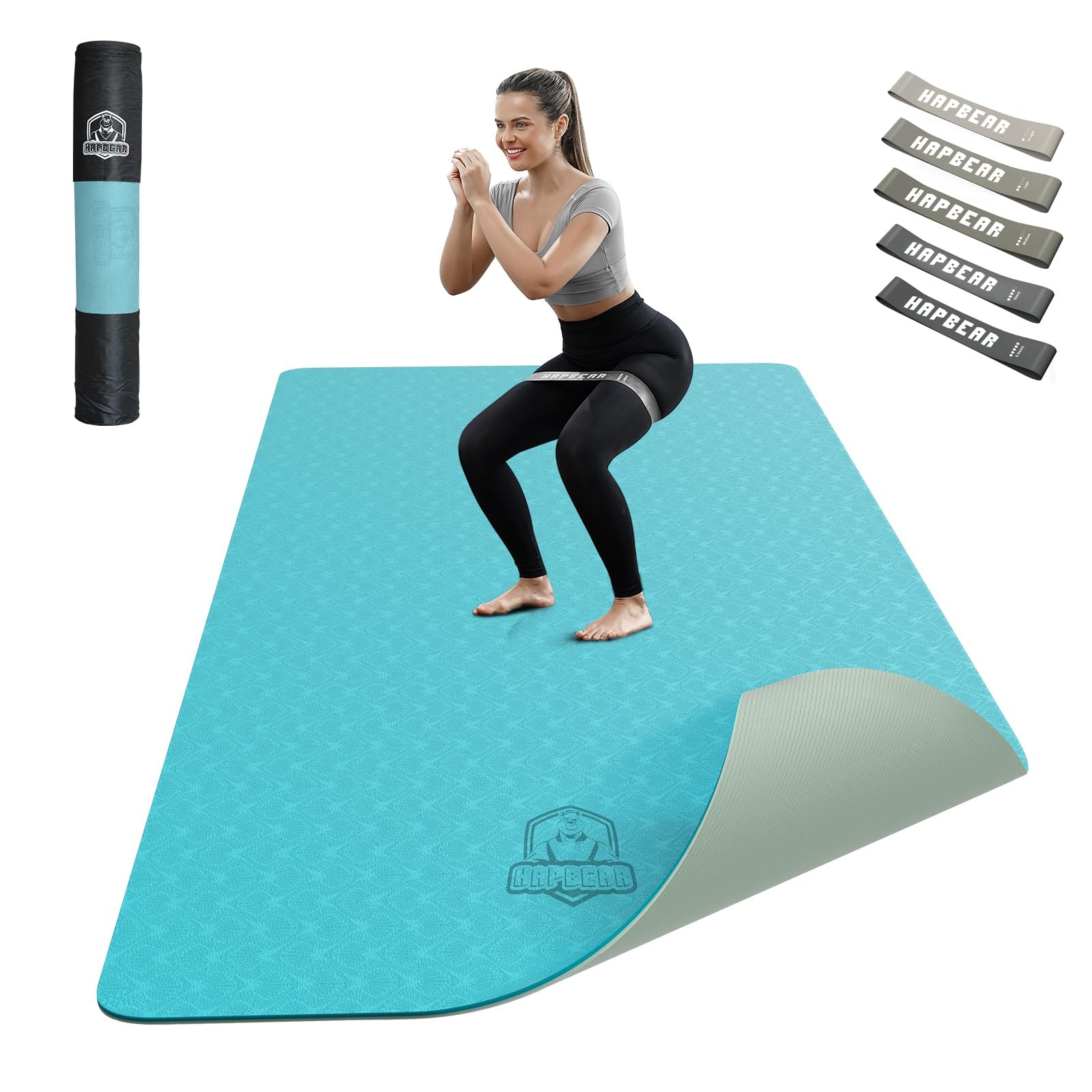 Yoga Mat XXL183cmx91cmx6mm Thickness, Extra Large Non Slip Wide Yoga Mat, Gy…