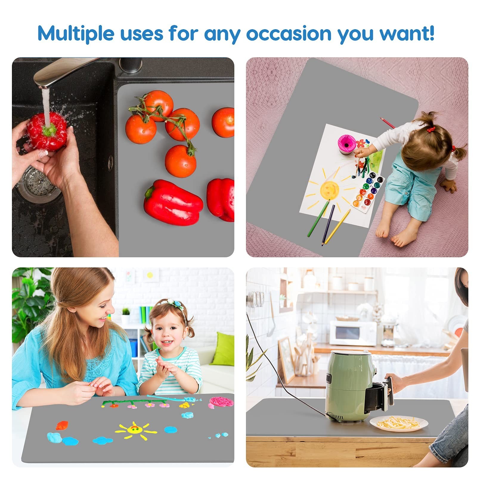 AECHY Extra Large Silicone Mat 35.3&Prime;x23.5&Prime;x0.08&Prime;, Multipurpose Silicone Mat T…