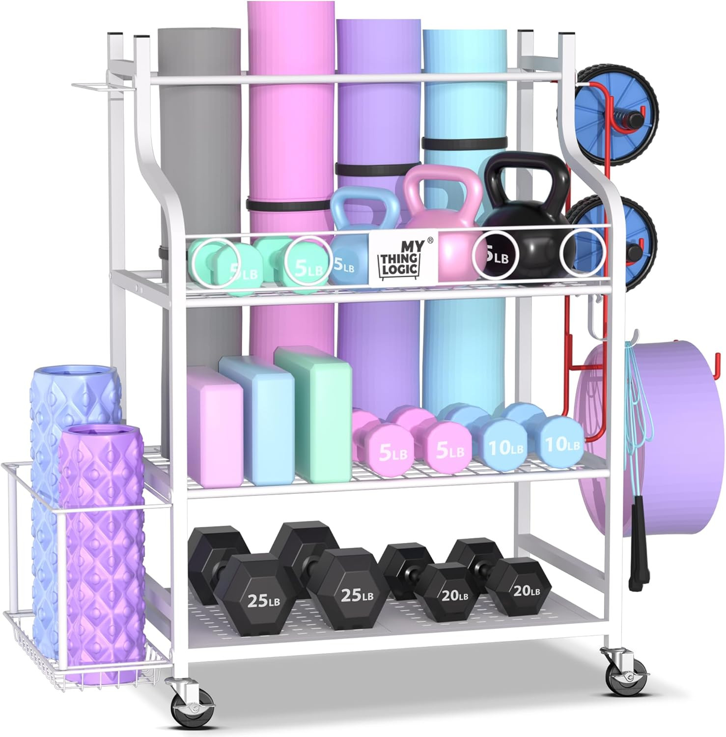 Yoga Mat Storage Racks,Home Gym Storage Rack for Dumbbells Kettlebells Foam Roll