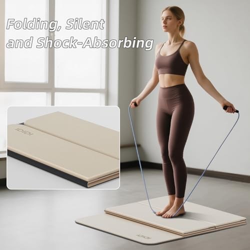 Foldable Yoga Mat Extra Thick 0.32 Inches(8mm) | SGS-certified, odorless Beige