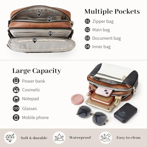 Crossbody Purse for Women Small Crossbody Bags Beige With Brown Extravagant