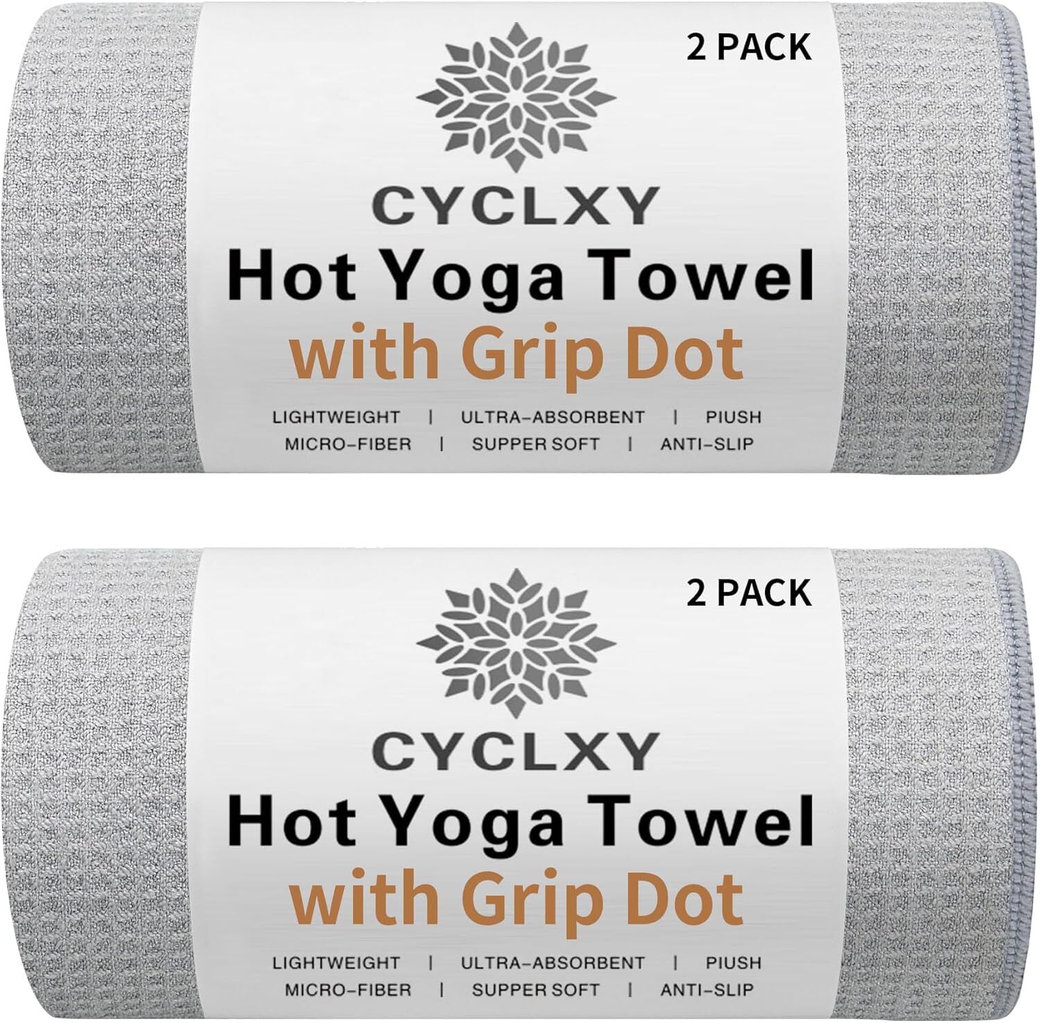 2 Pack Hot Yoga Towels, Viscose Fiber Yoga Mat Non-Slip Towel