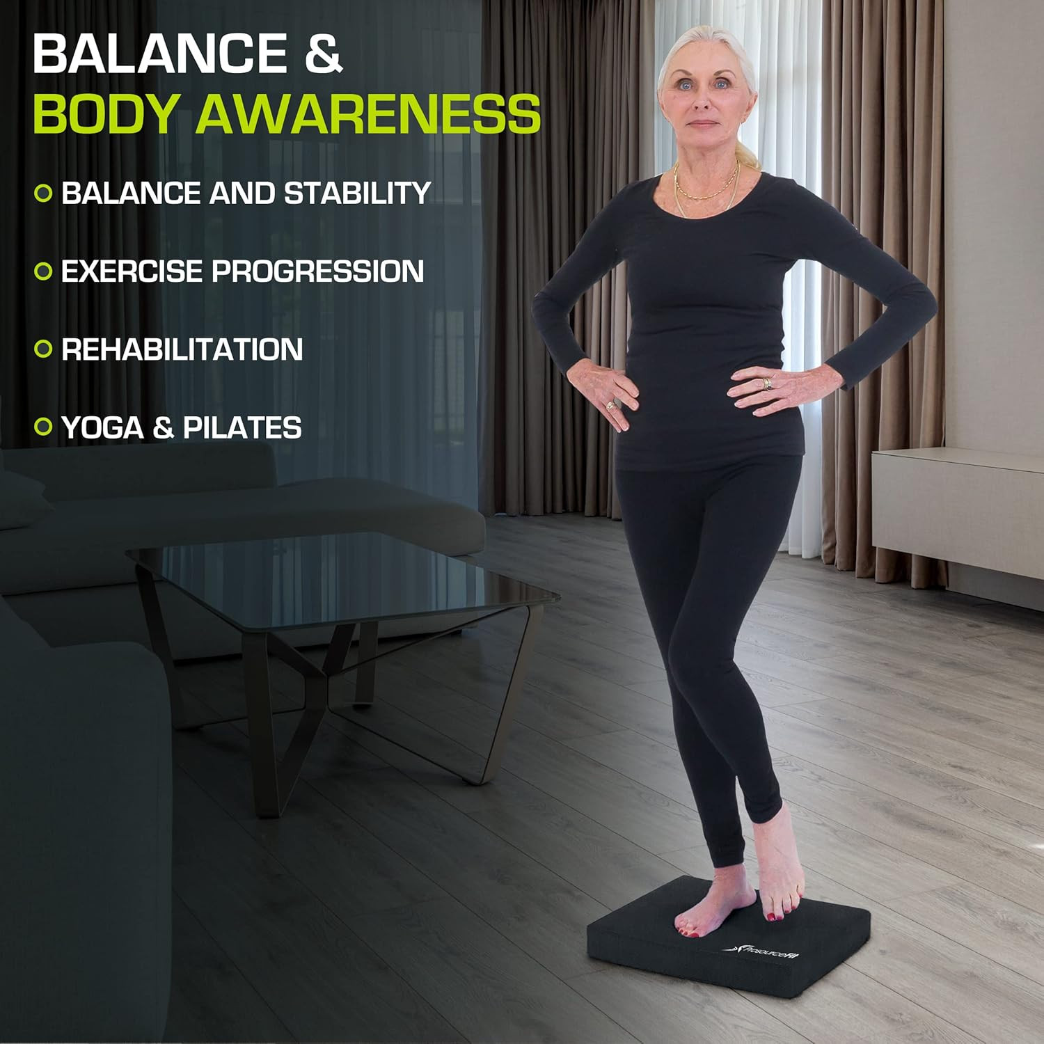 Exercise Balance Pad, Non-Slip Cushioned Foam Mat & Knee Pad for Fitness and Sta