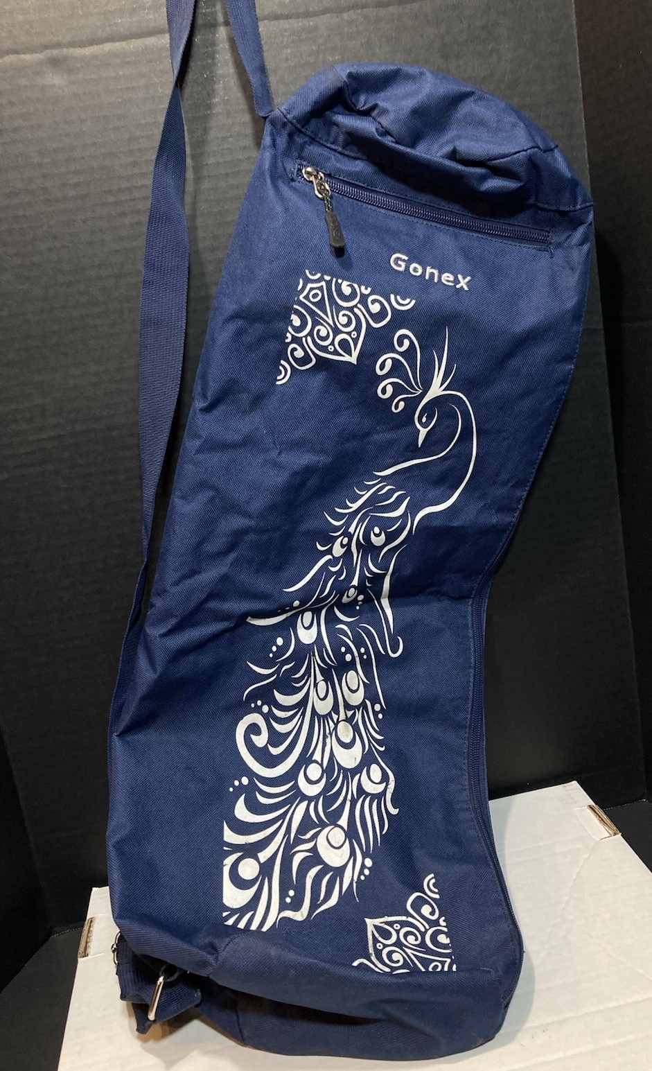 Gonex Yoga Mat Travel Bag Carrier Full-Zip Peacock Design Dark Blue 28”x10”