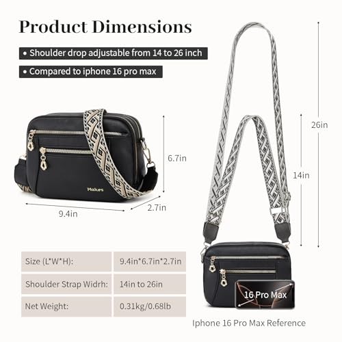 Crossbody Purse for Women Small Crossbody Bags Trendy Vegan Leather with Black