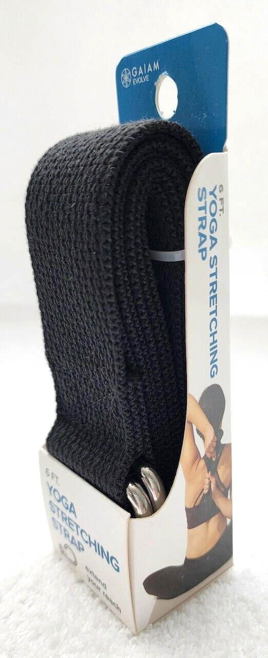 GAIAM EVOLVE Black 6 ft Yoga Stretching Strap 100% Polyester – NEW
