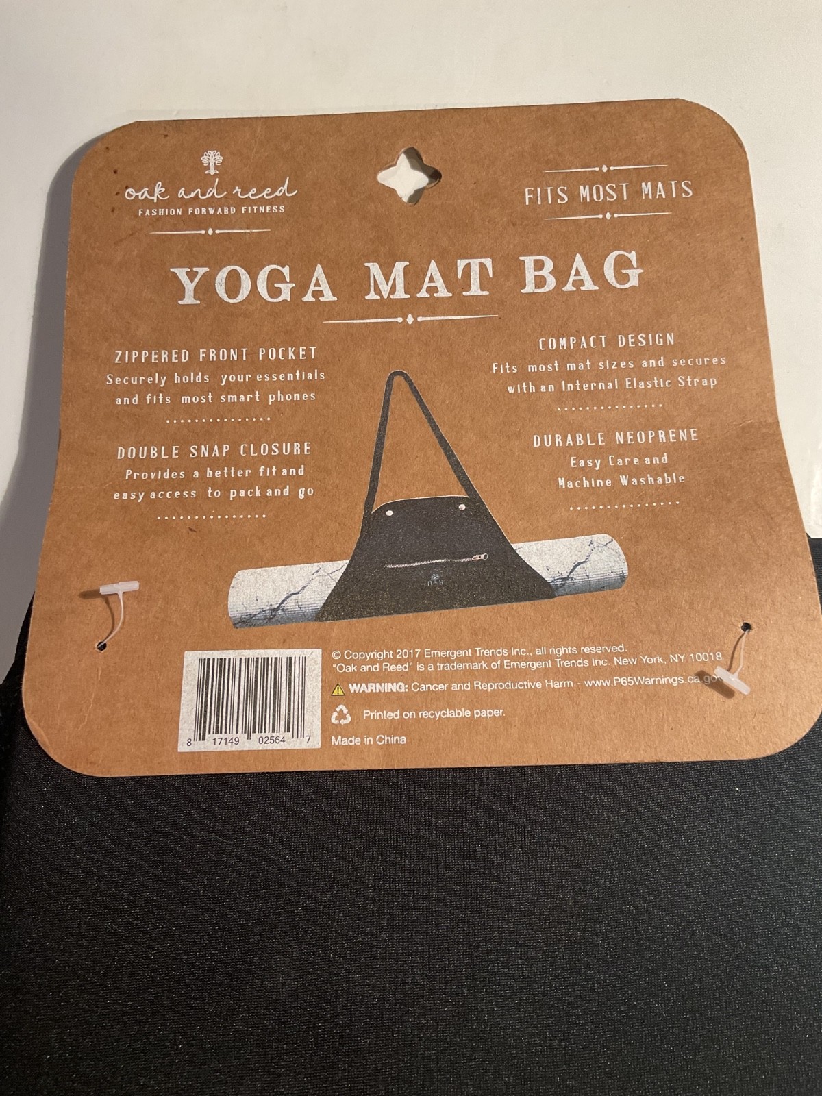 Oak And Reed Neoprene Yoga Mat Bag — Fits Most Mats, Black/Lavender Zipper