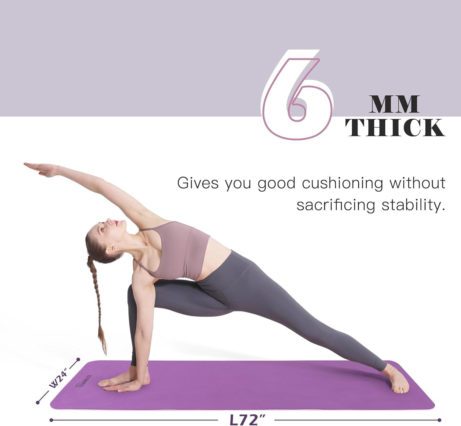 Yoga Mat Non Slip, Pilates Fitness Mats, Eco Friendly, Anti-Tear 1/4&Prime;