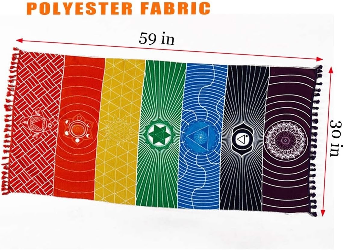 Chakra Rainbow Yoga Mat & Beach Blanket – 59&Prime; Polyester Multifunctional Rug