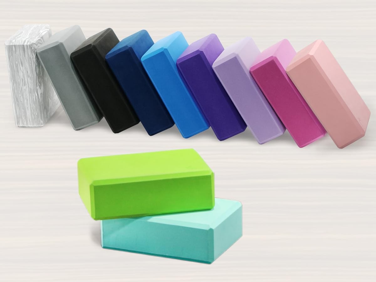 EXERZ Yoga Blocks 2pcs Gym Bricks High Density EVA Foam 9 x 6 x 3 inch, Purple
