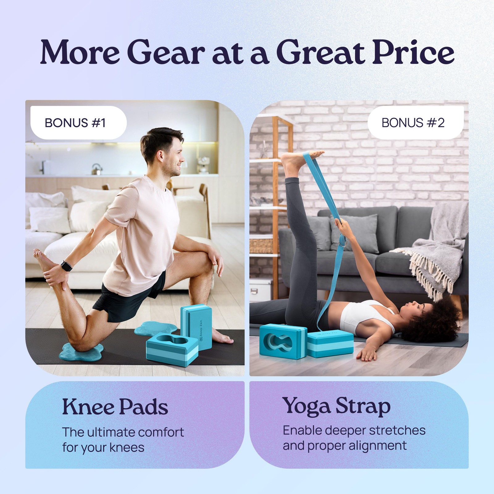 Yoga Blocks Wrist Support; 2 Pack with Knee Pads Blue