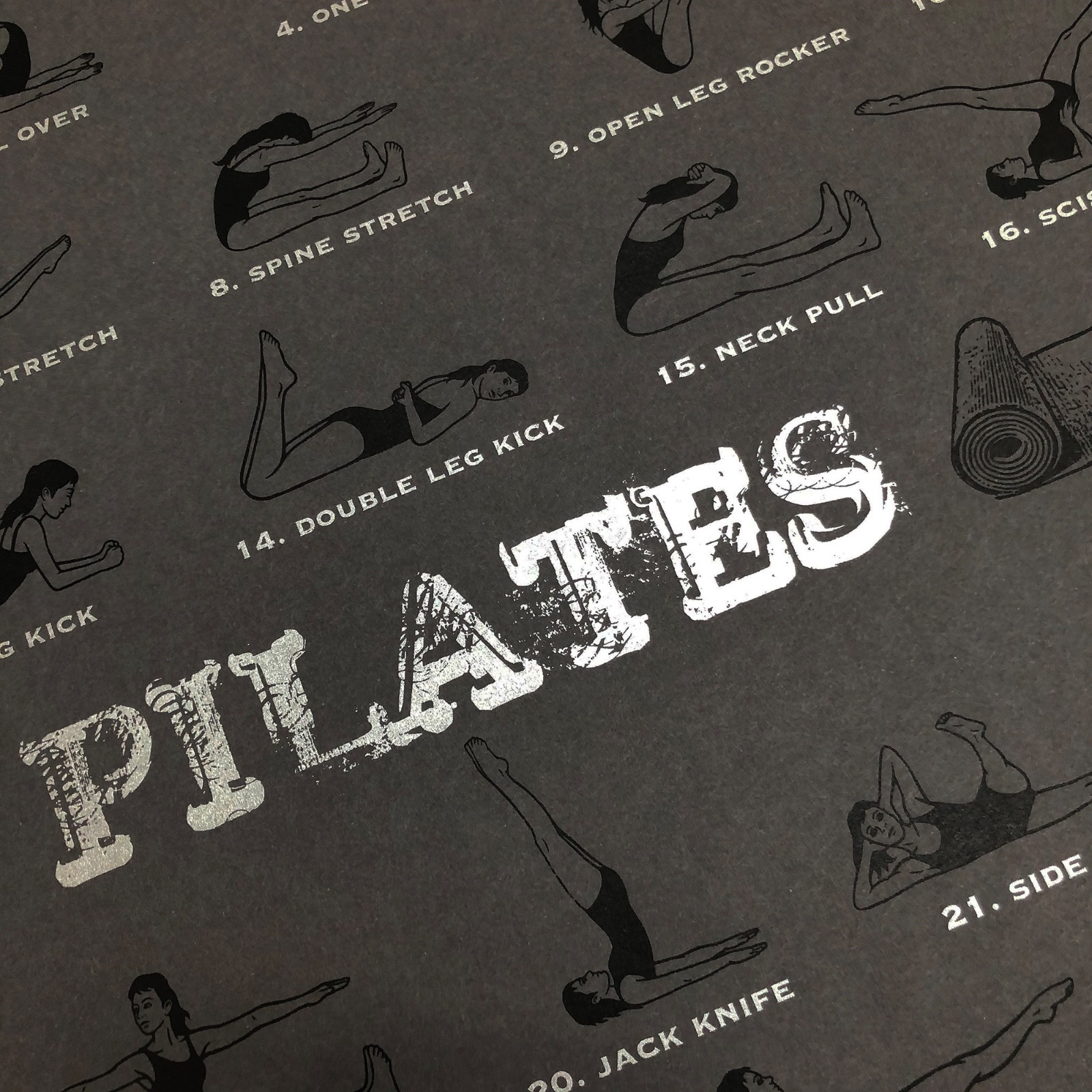 Pilates Wall Chart Art Poster, Mat Pilates Matwork Exercise Guide, Workbook Prop