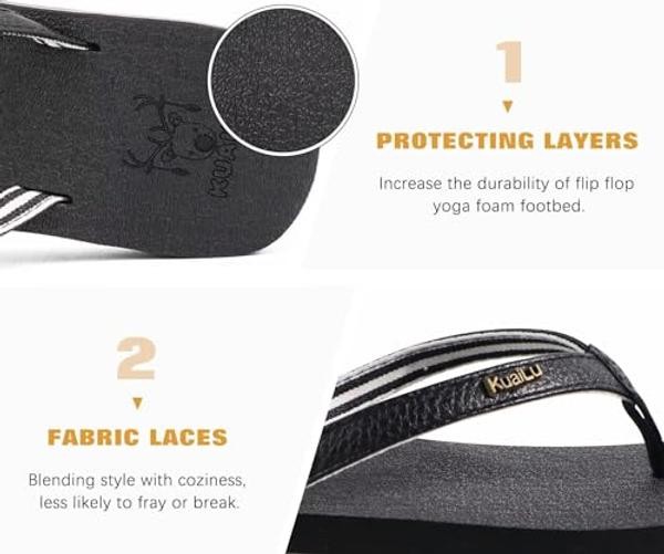Womens Arch Support Flip Flops Comfortable Yoga Mat Slip on Summer 7.5 Black