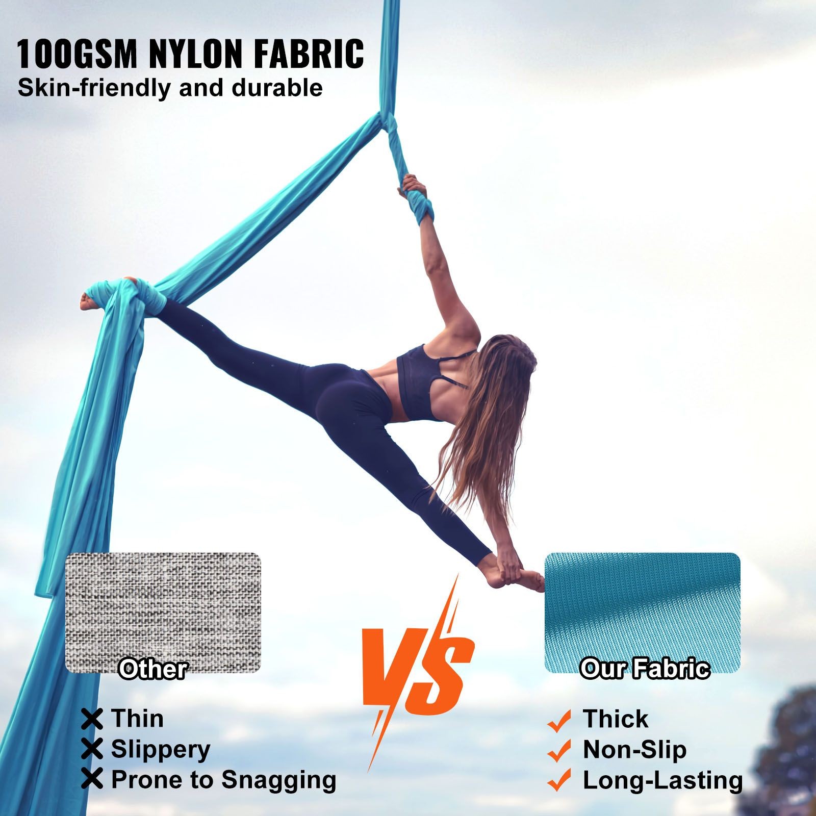 Aerial Yoga Hammock & Swing, 5.5 Yards, Aerial Yoga Starter Kit with 100gsm
