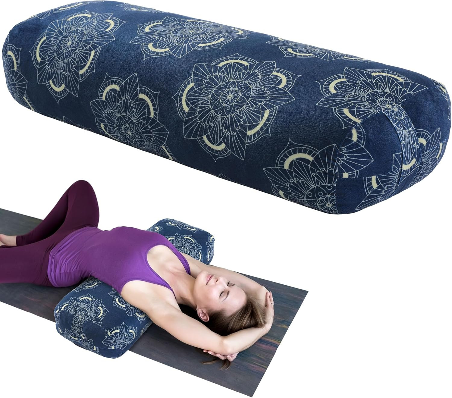 Yoga Bolster Pillow, Rectangular Yoga Bolster for Restorative & Meditat