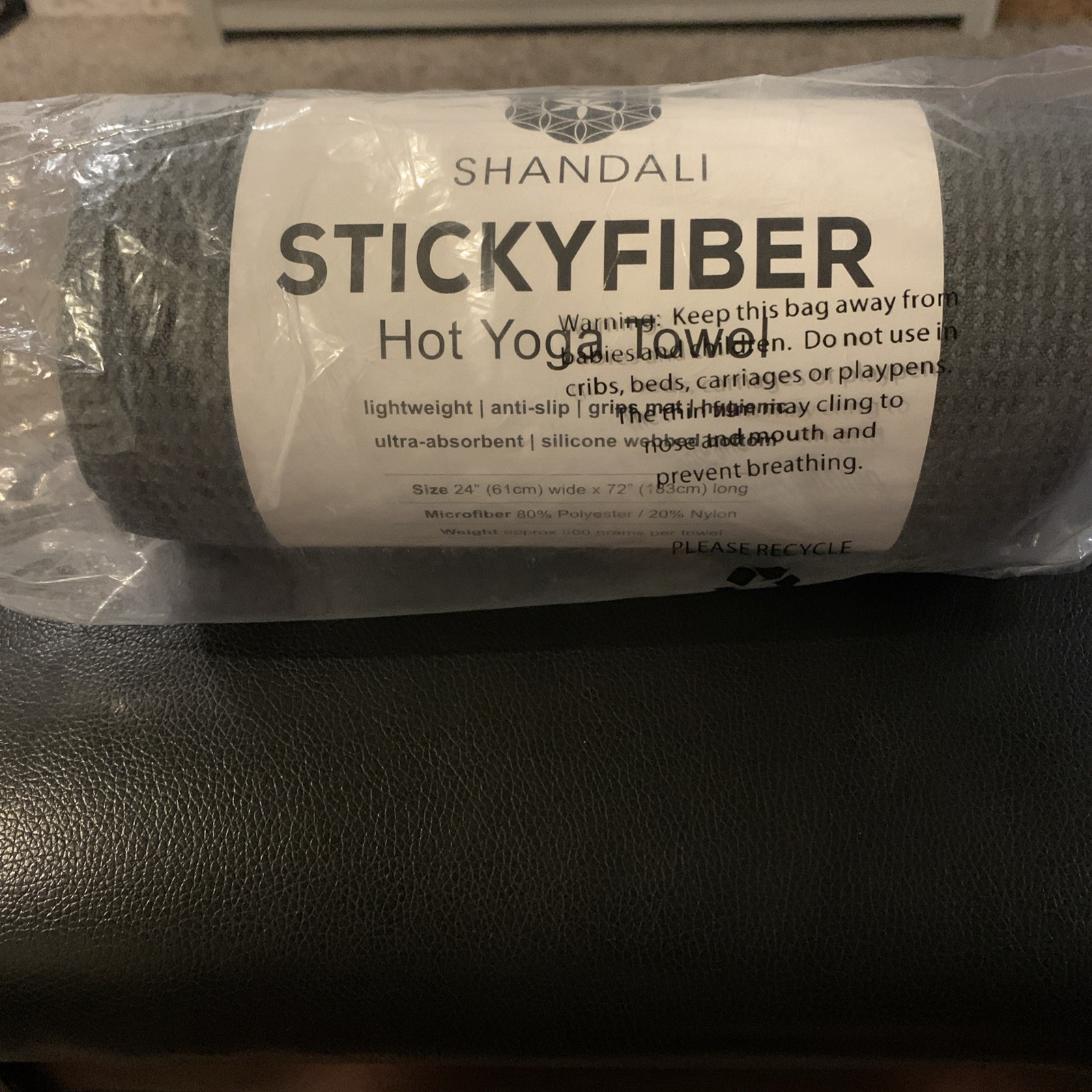 Hot Yoga Towel Mat Sized Microfiber Super Absorbent 24×72 Dark Gray