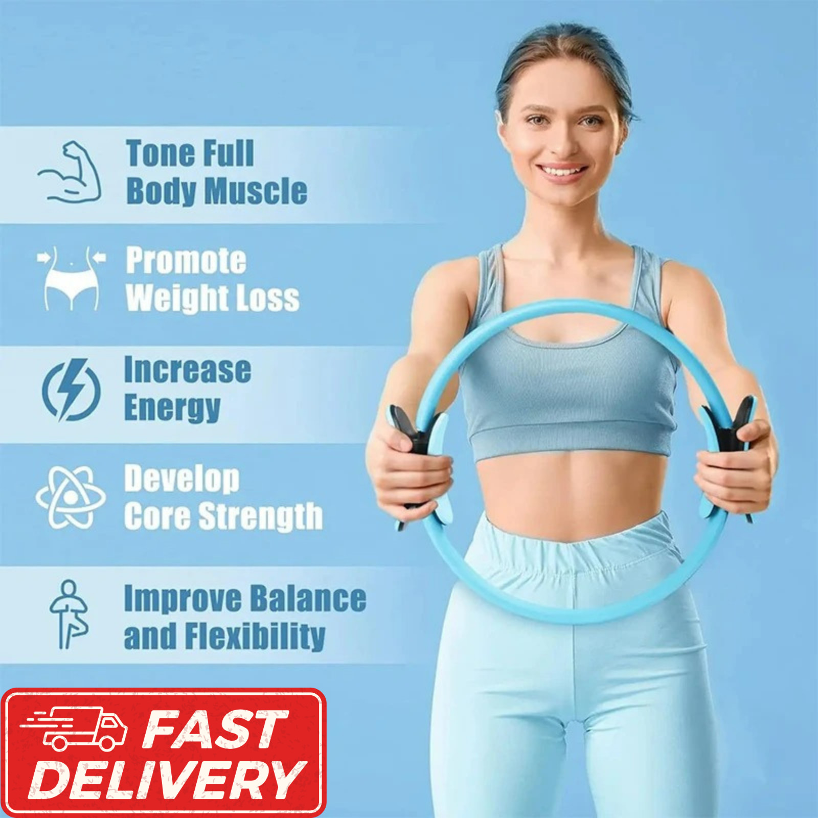 Dual Grip Pilates Ring Magic Circle Yoga Fitness Resistance Body Toning Exercise