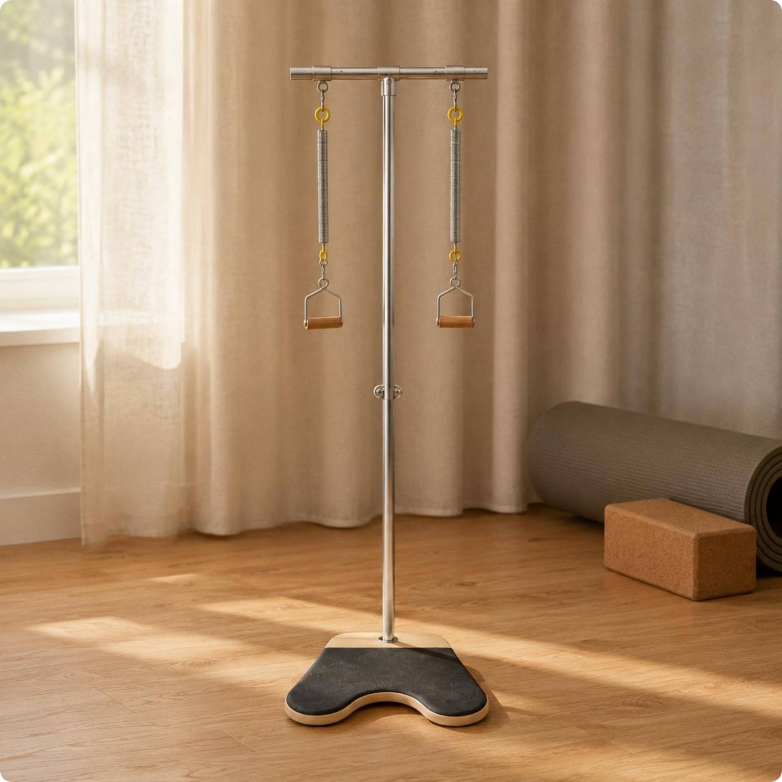 Standing Pilates Frame Yellow Rings Floor Standing Stretch Frame Stretching