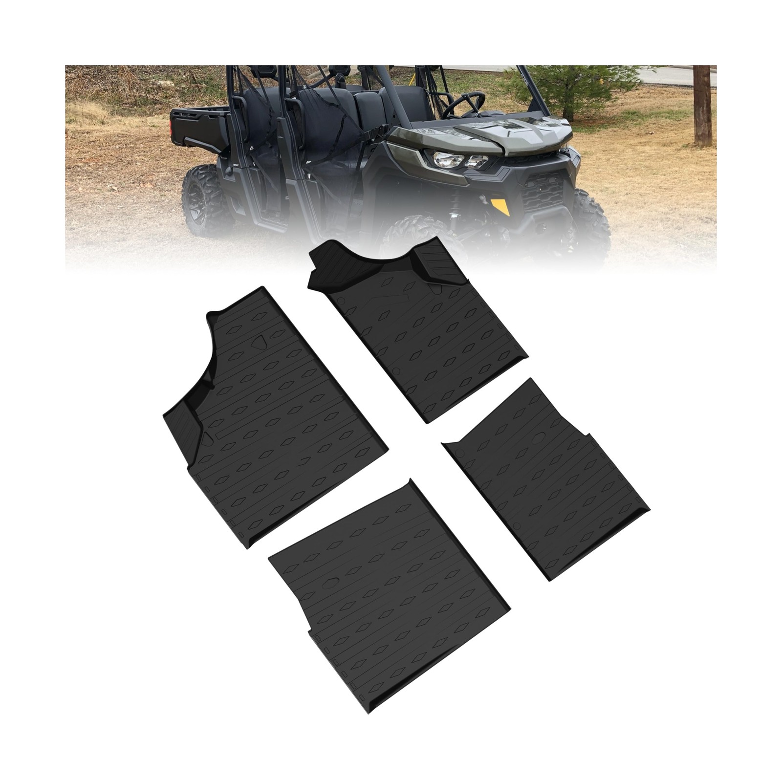 TPE Floor Mats for Can Am Defender Max, Front Rear Anti-Slip Rubber Floor Mat…