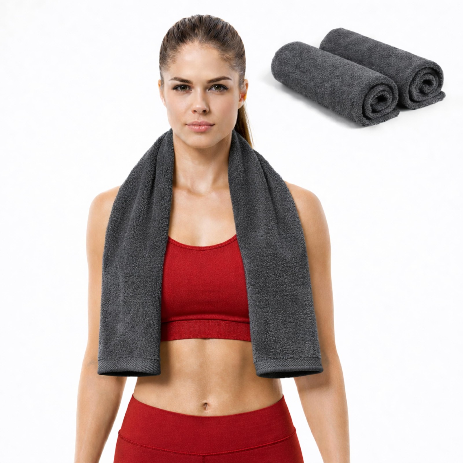 Eoc Evolution Of Cotton Sports Towel – Double Pack 2 Pieces 12X51 Dark Gray 100