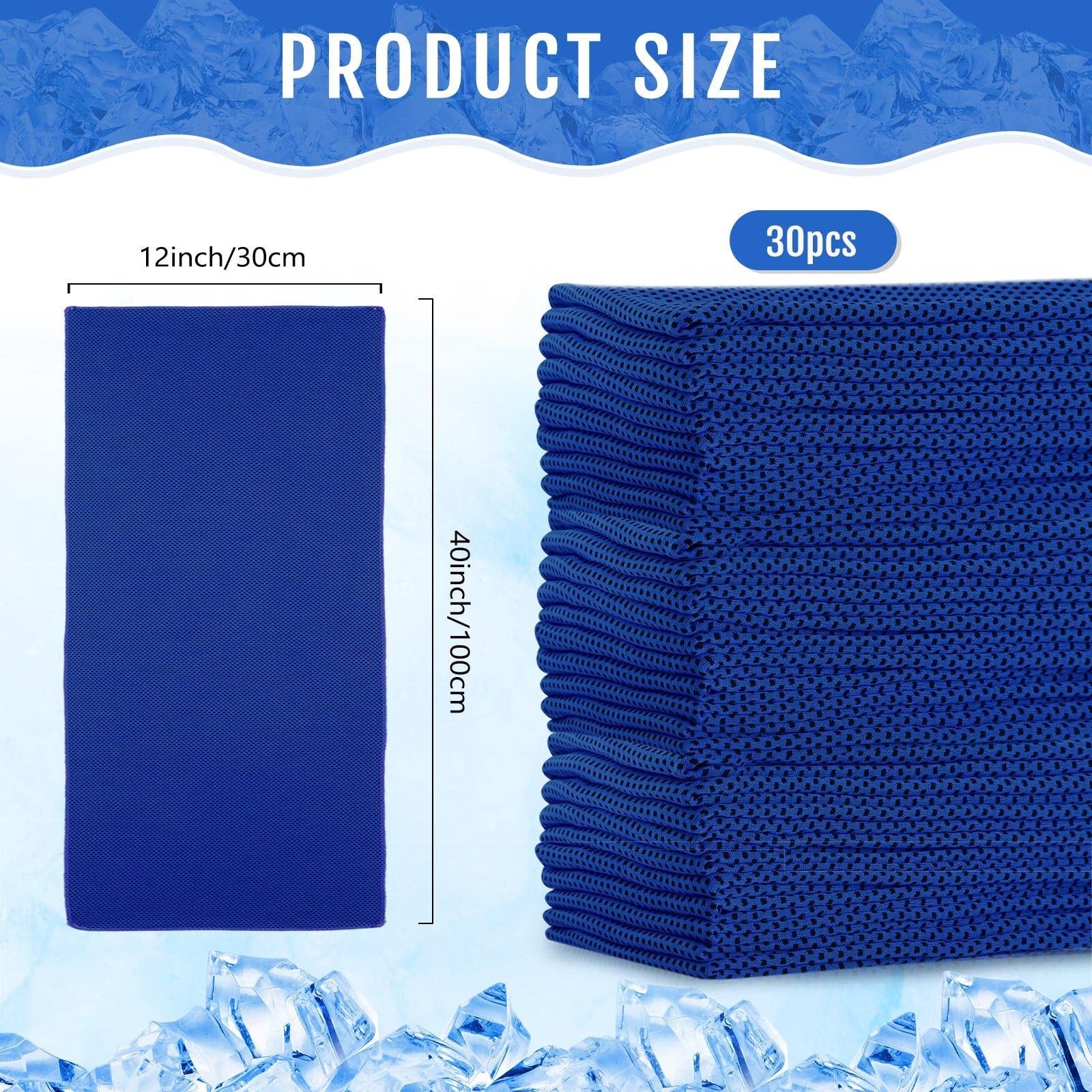 Hosuly 30 Pack Cooling Towels 40X12 Ice Breathable Chilly Sweat Rag Microfiber