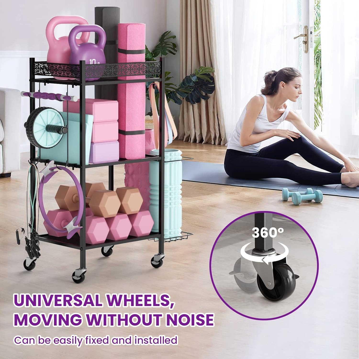 Yoga Mat Storage Rack, Home Gym Storage Rack Yoga Mat Holder, Workout Storage f