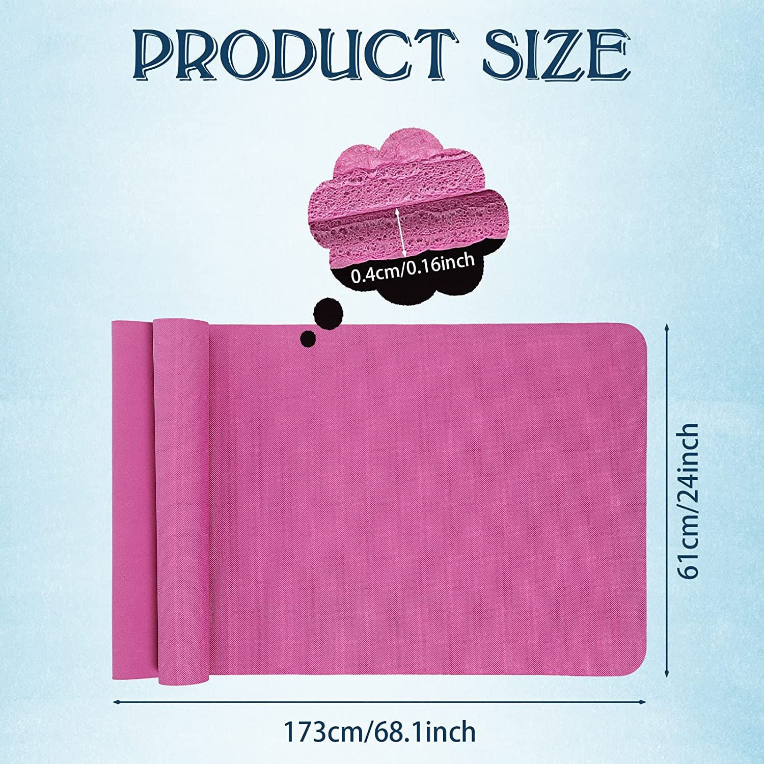 10 Pack Yoga Mats Bulk, 68&Prime; x 24&Prime; x 4mm Thick for Kids Multicolor