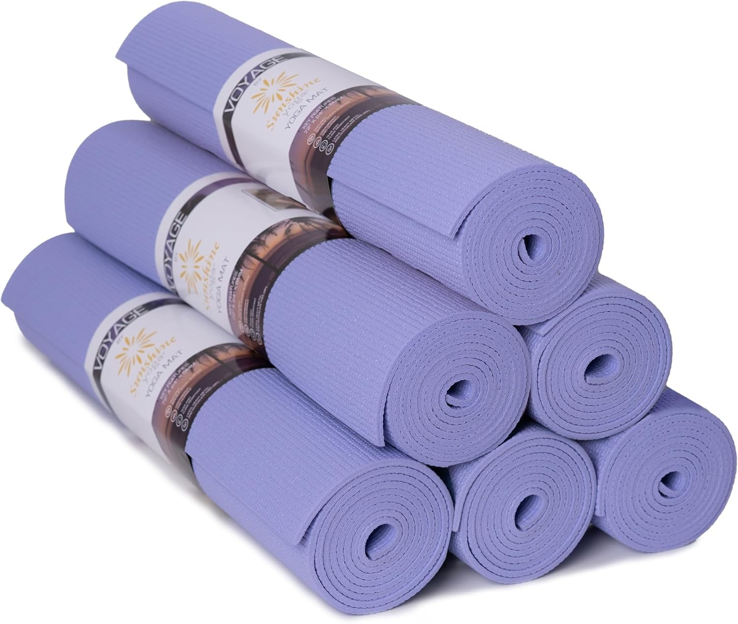 6 Pack 72&Prime; x 24&Prime; Voyage Yoga Mat – 5mm Professional Bulk Mats for Studio & Gym