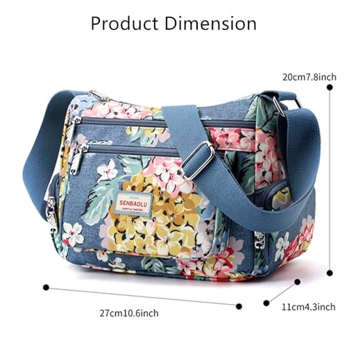 Shoulder Bags for Women Nylon Crossbody Bags Waterproof Colorful Butterfly