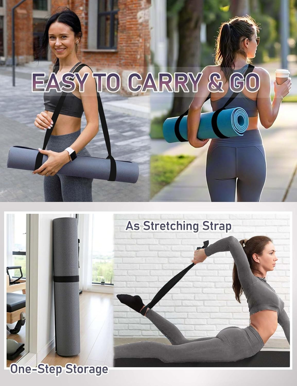 Yoga Mat Carrier Strap Long – Adjustable Thick and Wide Strap for Carrying Mat o