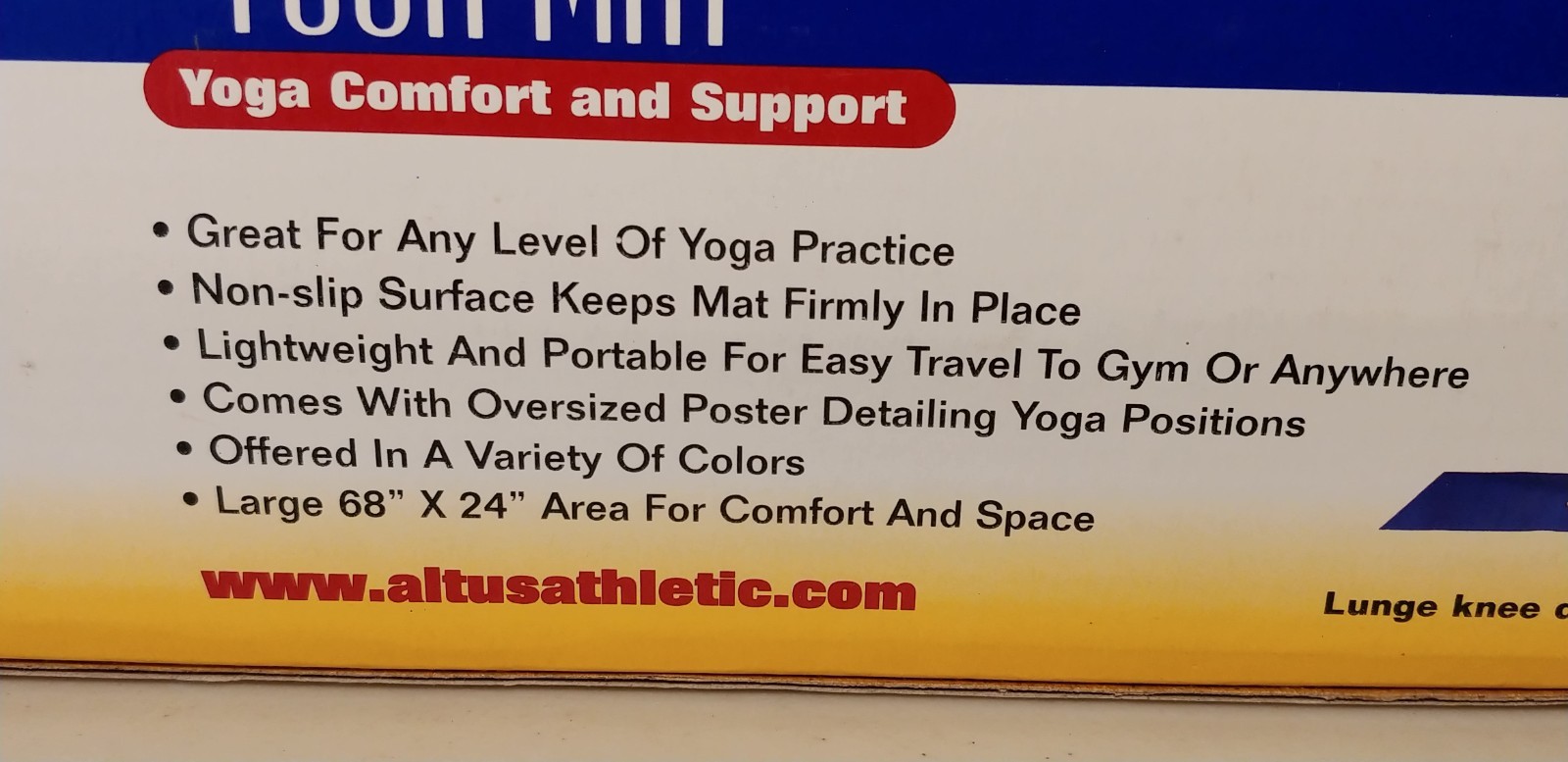 Yoga Mat Altus Model AYMT 68 x 24 Lightweight and Portable