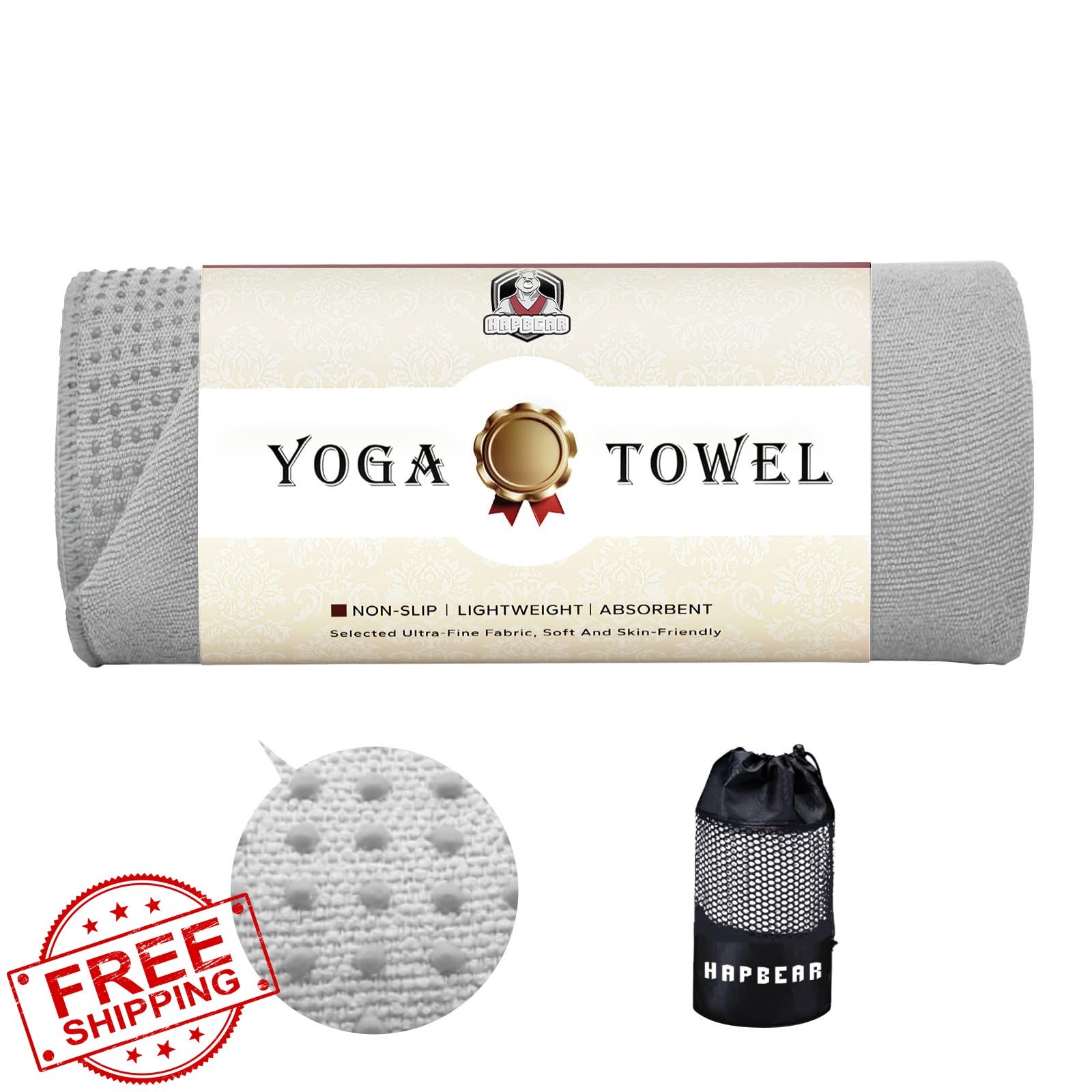 HAPBEAR Yoga Towel Grey