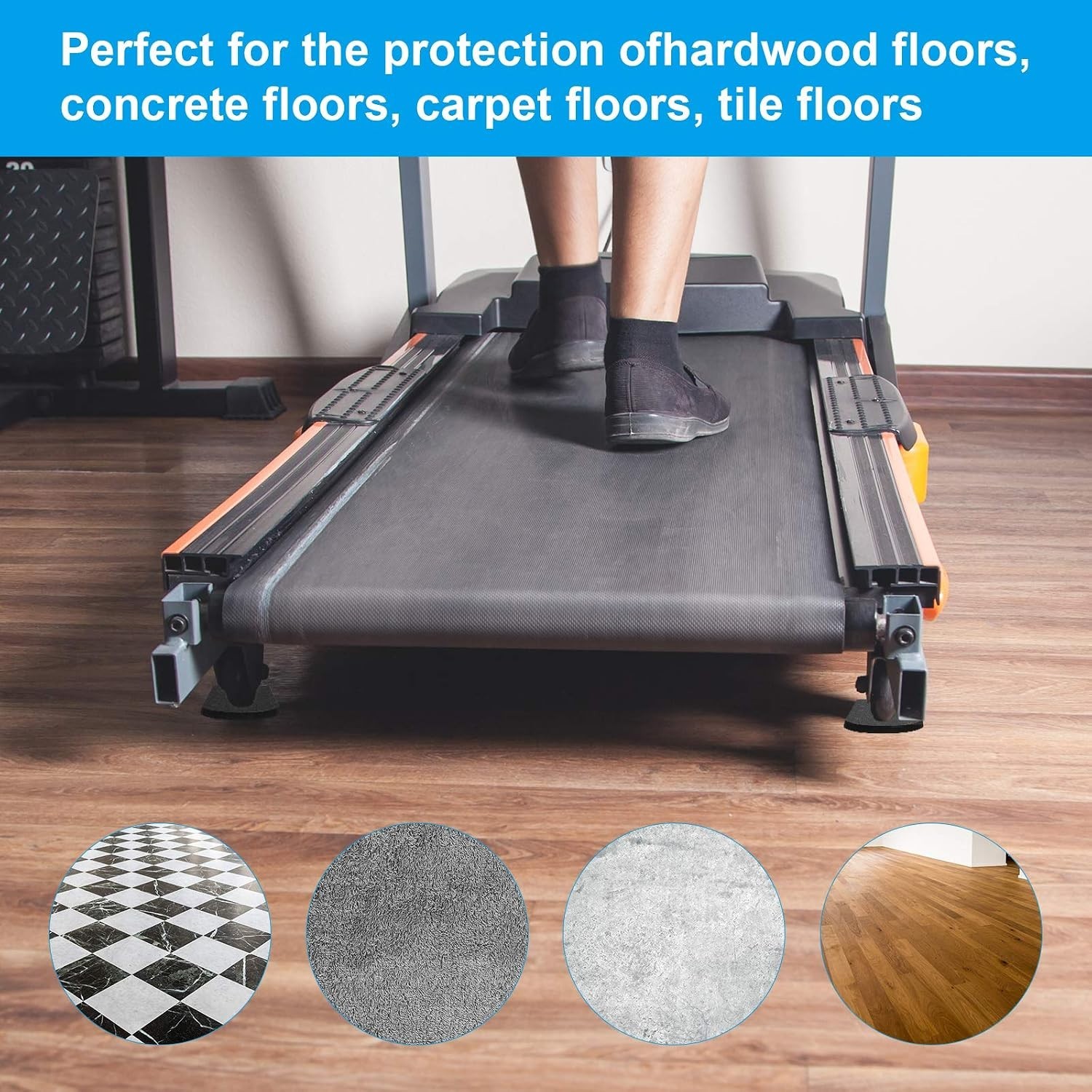 4Pcs Treadmill Mats, High Density Equipment Pads Noise Reduction for Floor Pr…