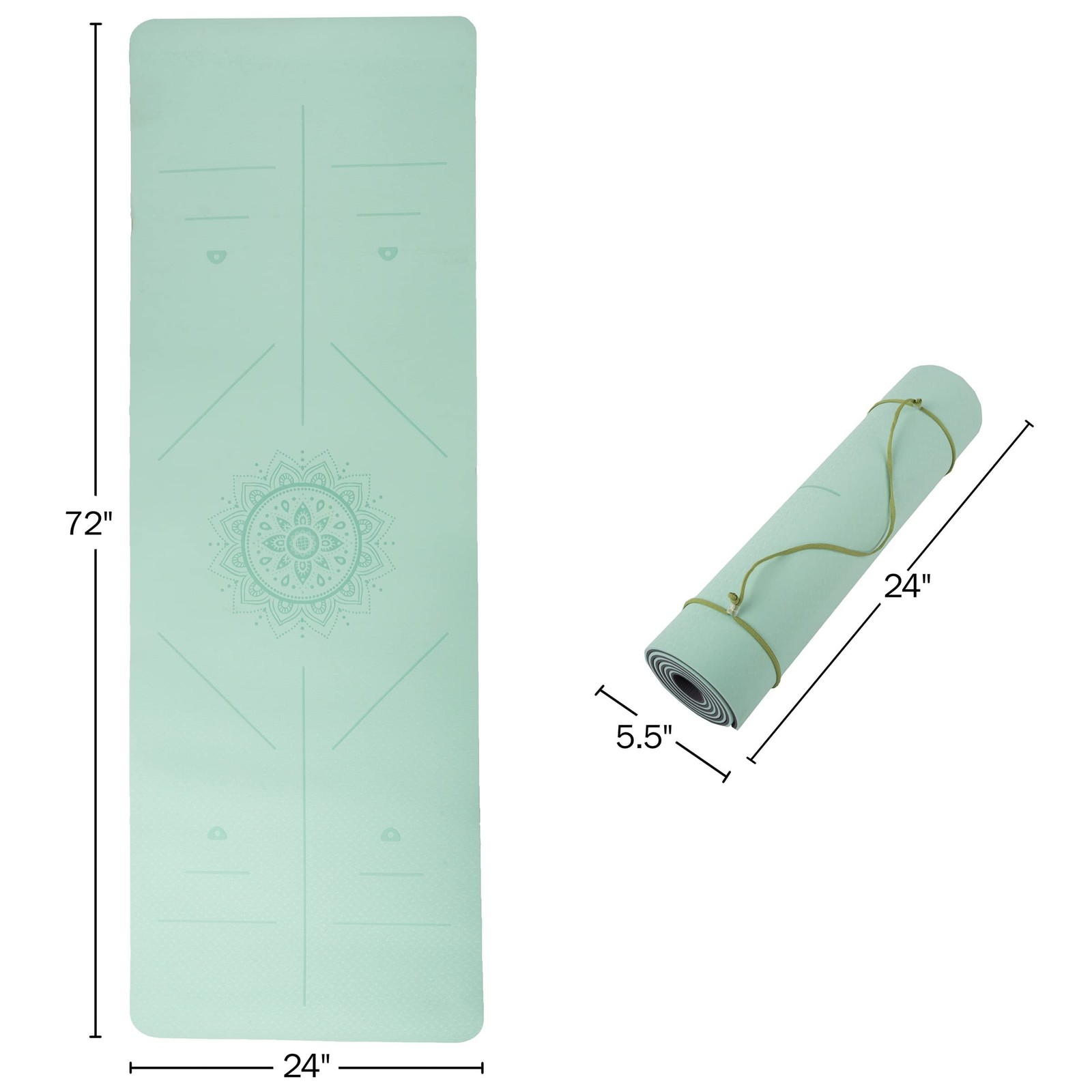 Non-Slip Yoga Mat with Alignment Marks – Lightweight Exercise Mat with Car