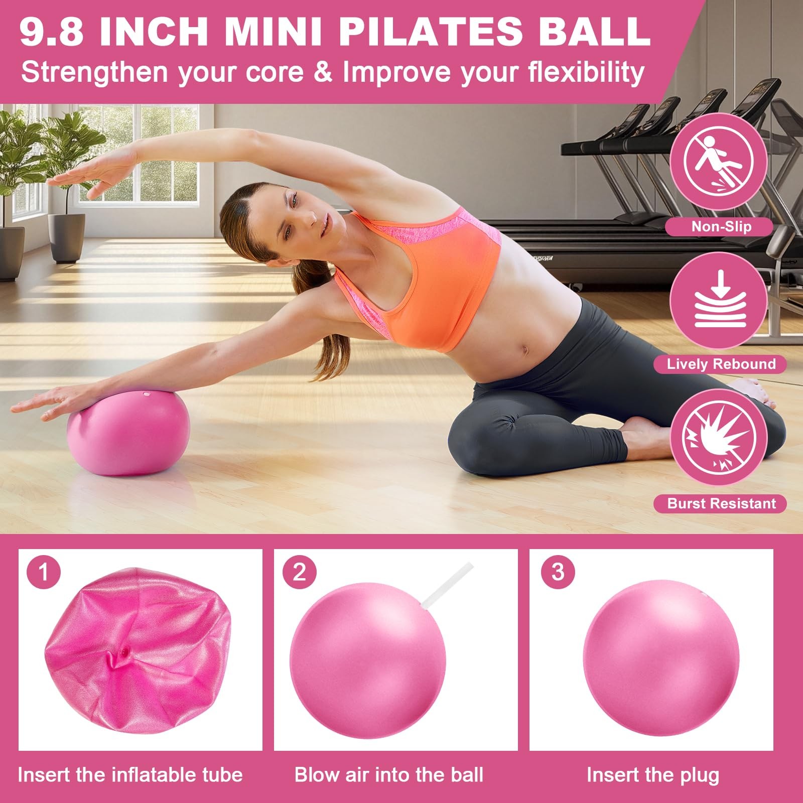 Dilobio Pilates Kit, Equipment for Home Workout, 13 Inch, Pink