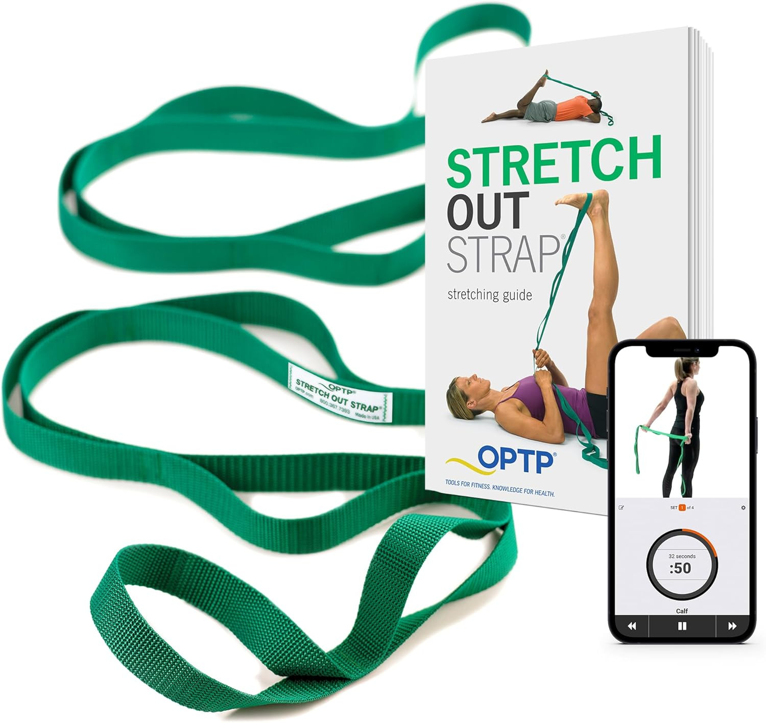 OPTP the Original Stretch Out Strap with Exercise Book, for Flexibility and Mobi