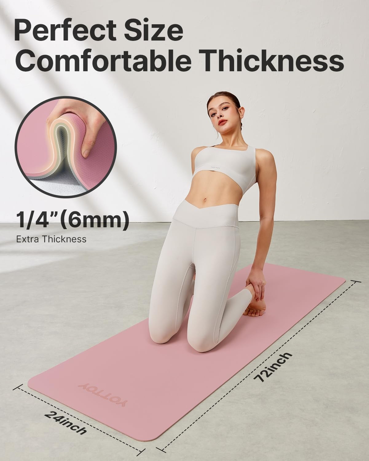 Yoga Mat, Non-Slip TPE Exercise Mat (1/4 Inch) for Pilates, Fitness & Barefoo…