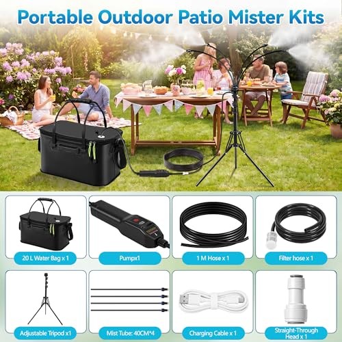 Portable Misting System with Stand, Outdoor Misting System for Patio Cooling,
